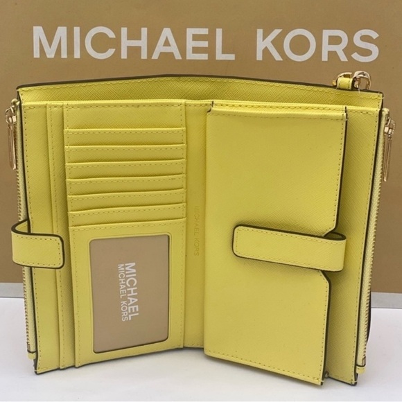 Michael Kors DoubleZip Wallet Wristlet Phone Case Sunshine - Picture 3 of 11